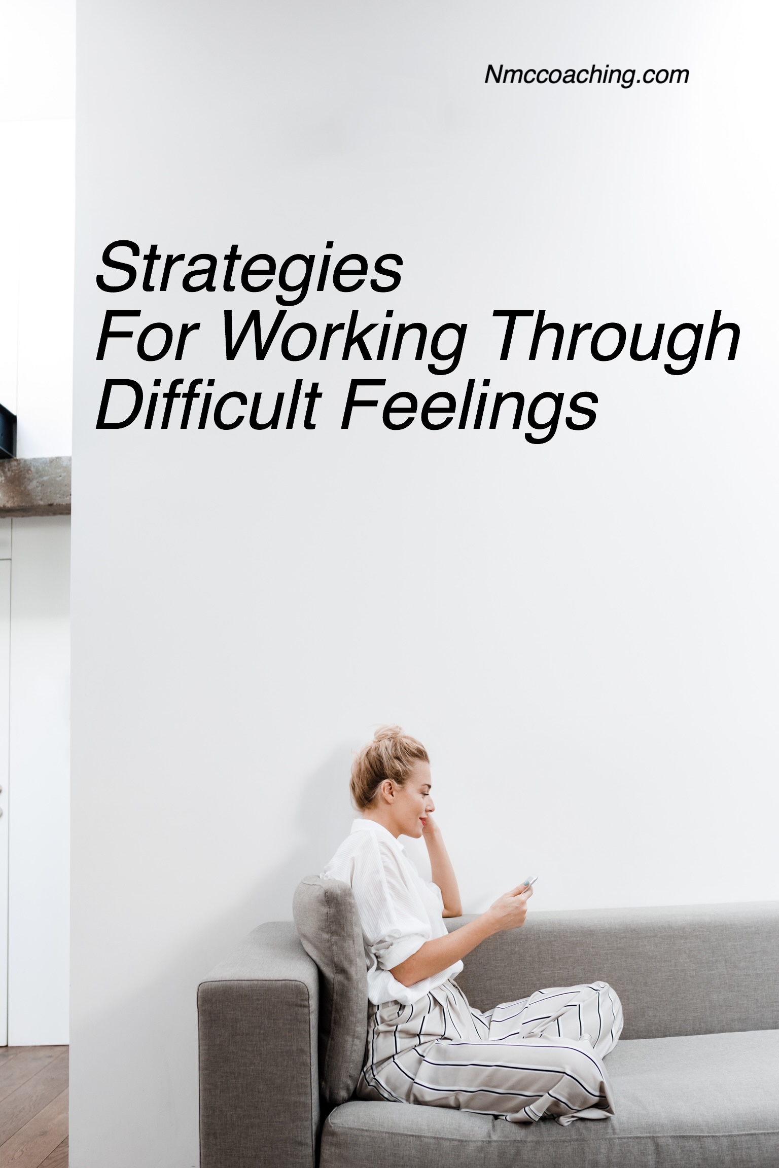 Woman on the phone. Strategies for dealing with difficult feelings